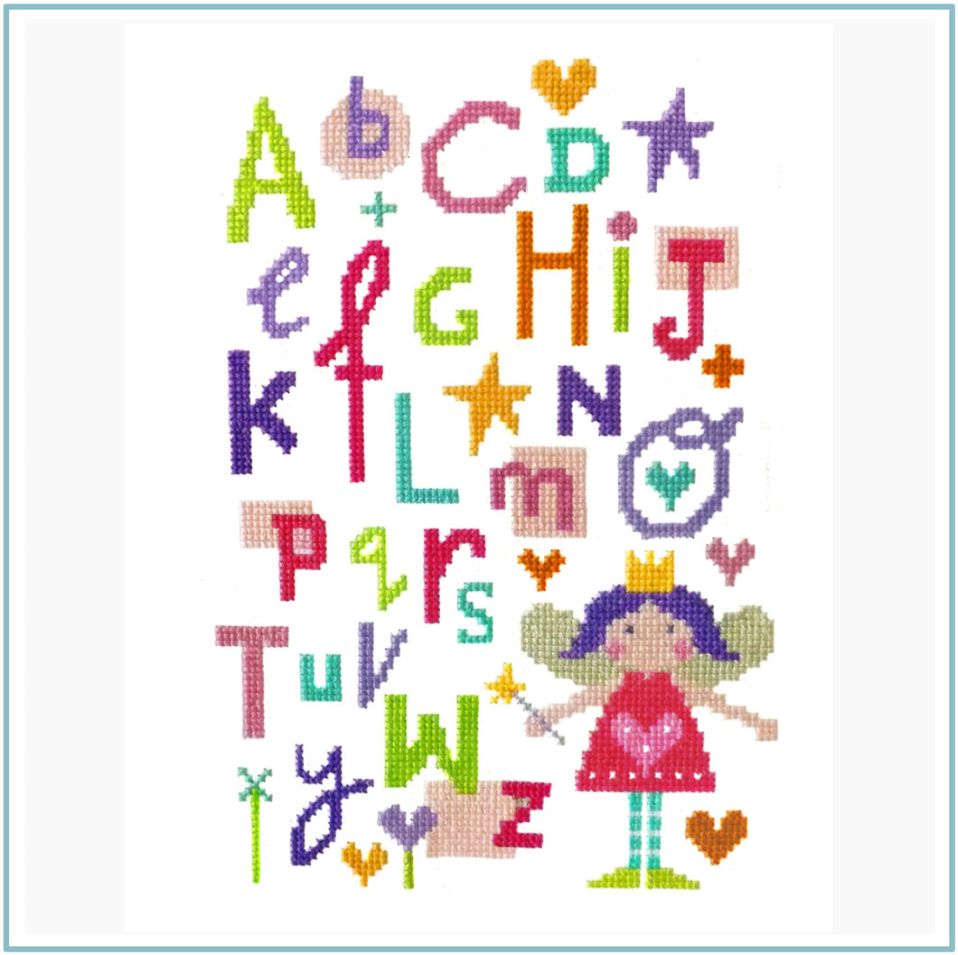 Fairy Alphabet downloadable black and white chart