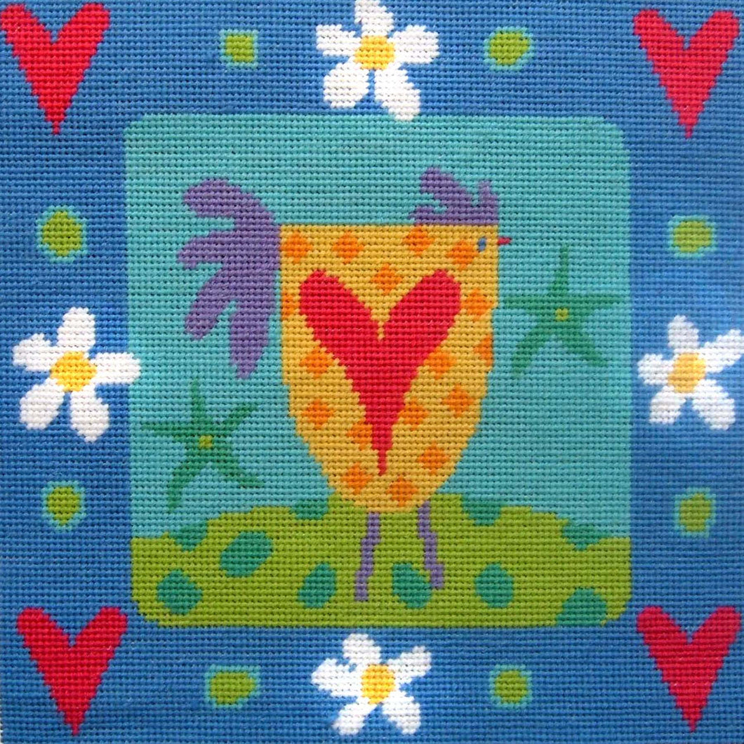 Chicken and Hearts Needlepoint Kit