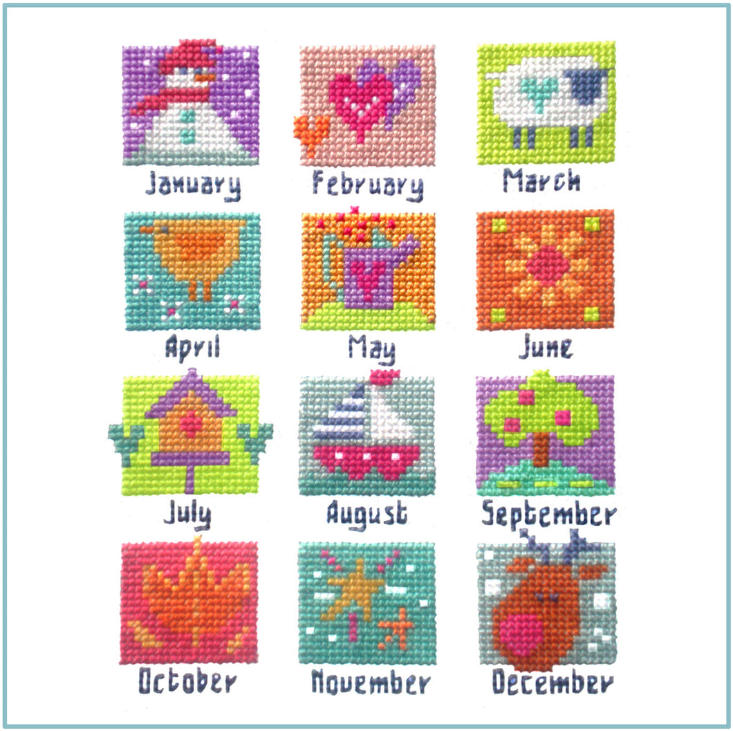 A Year in Stitches Downloadable Black and White chart