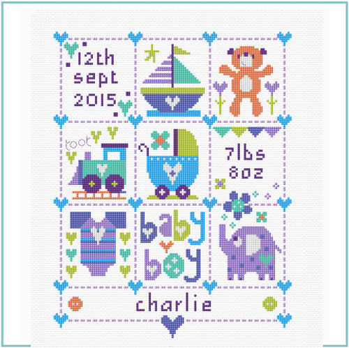 Baby Boy Squares Cross Stitch CHART