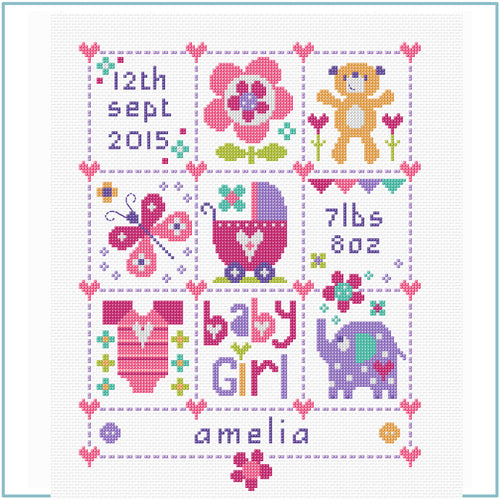 Baby Girl Squares Cross Stitch Kit