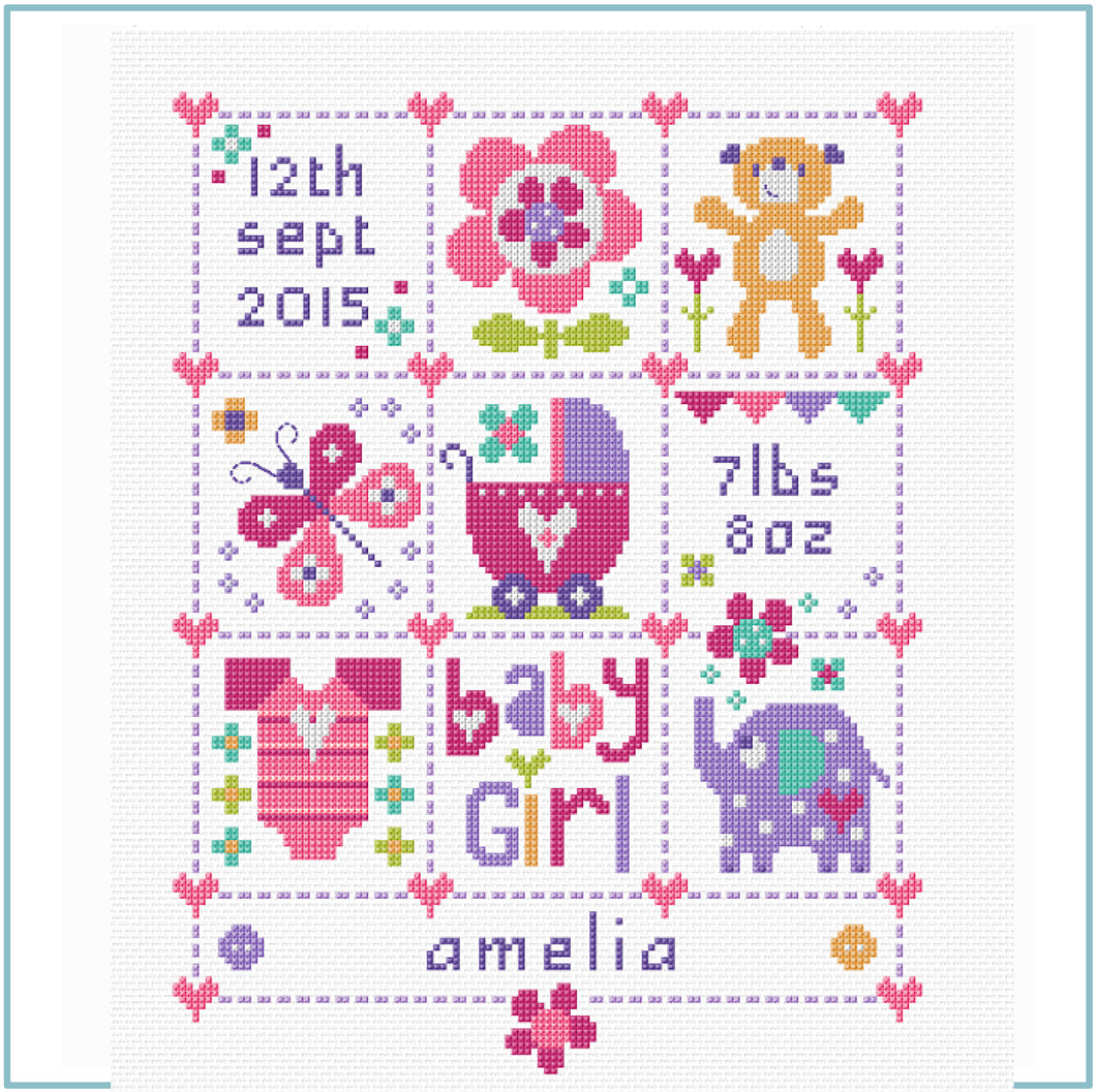 Baby Girl Square cross stitch CHART