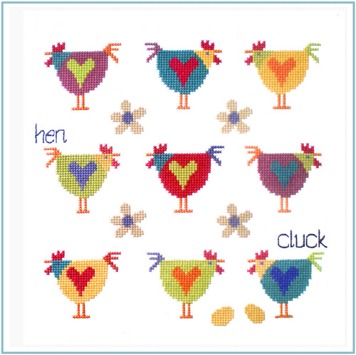 Chicken Sampler Downloadable Black and White cross stitch chart