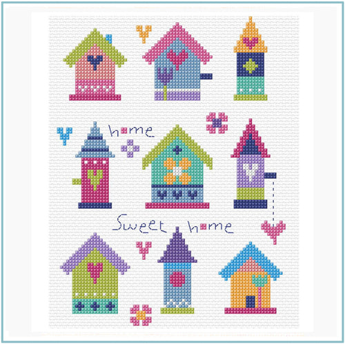 Pretty Birdhouses Cross Stitch Chart