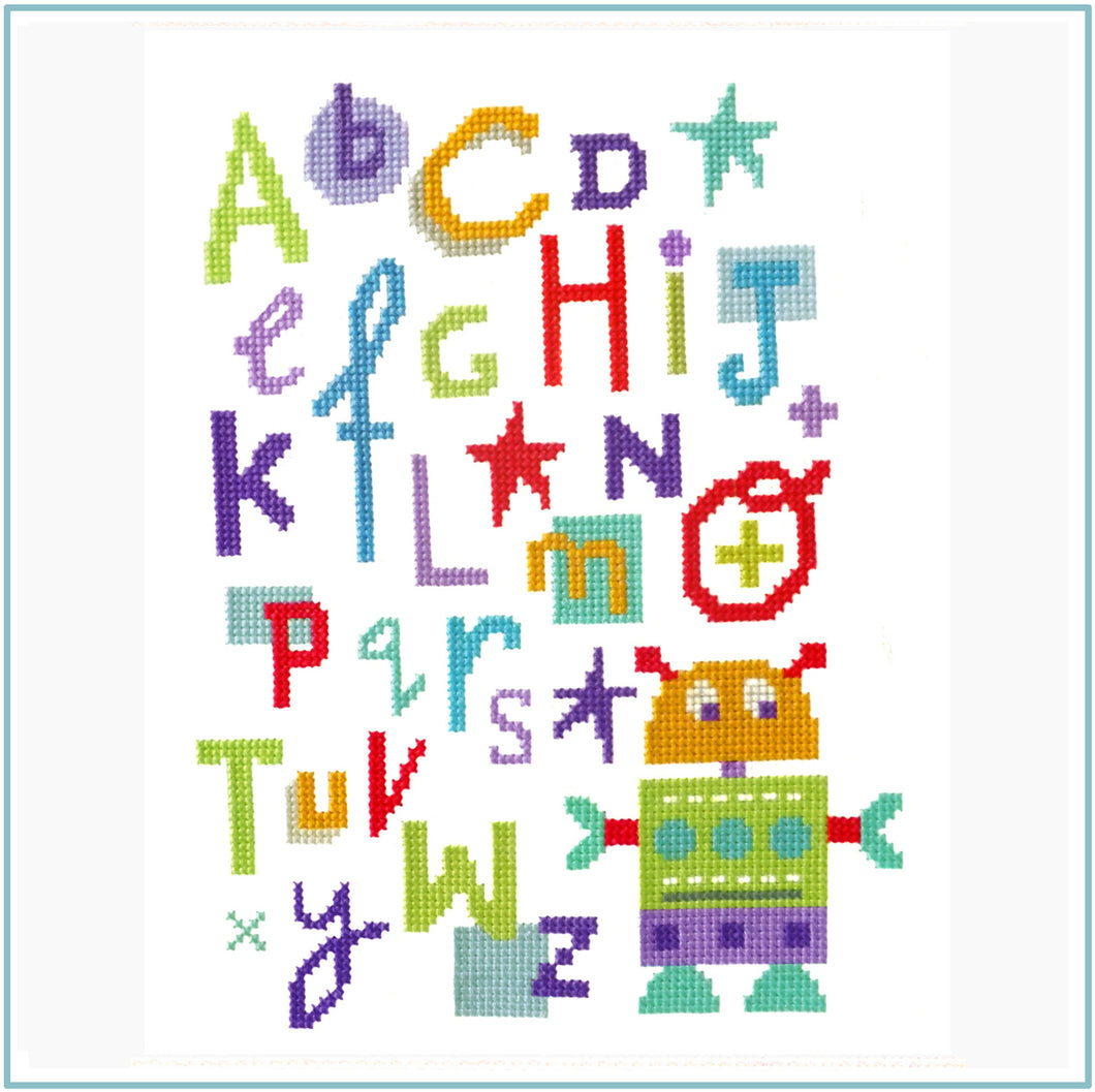 Robot Alphabet Cross Stitch Kit